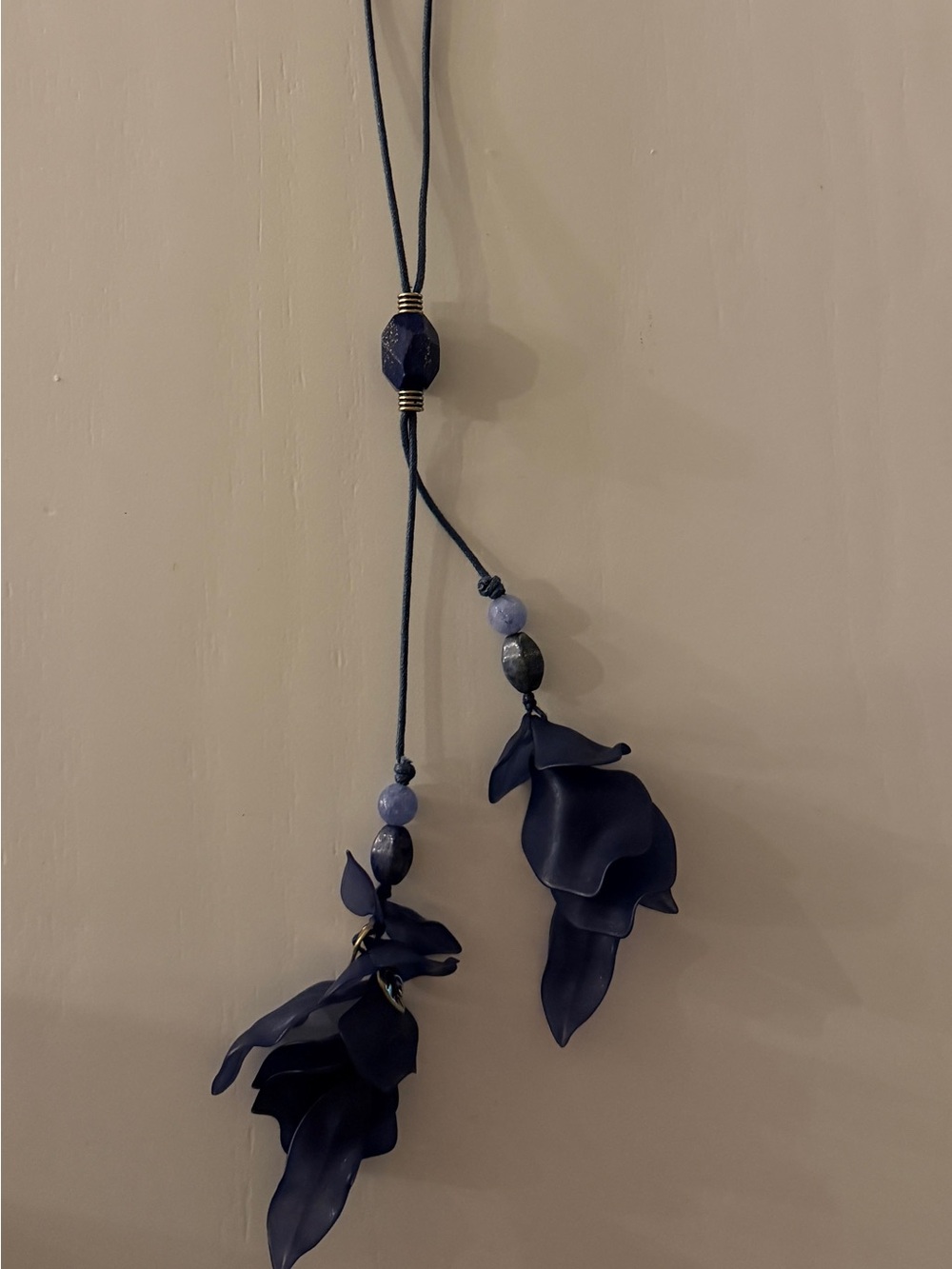 Chico's Long Pendant Necklace in Blue & Black